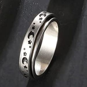 ANXIETY THERAPY RING STAINLESS STEEL SILVER SZ 8 ADHD DEPRESSION NAIL BITING